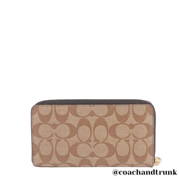 COACH 2 PCS NWT Ellie File Bag Khaki Black And Long Zip Around Wrist Strap - Picture 9 of 13